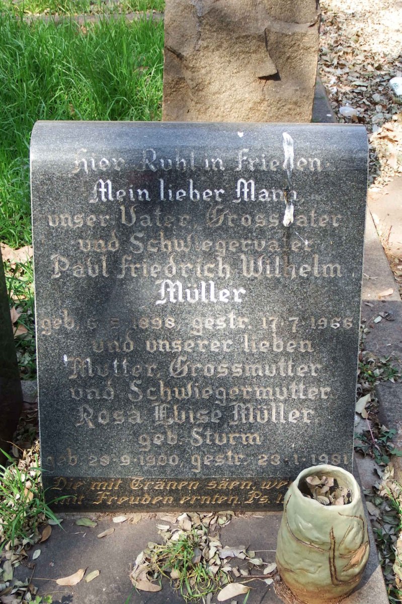 MULLER Paul Friedrich Wilhelm 1898-1966 &amp; Rosa Luise STURM 1900-1981