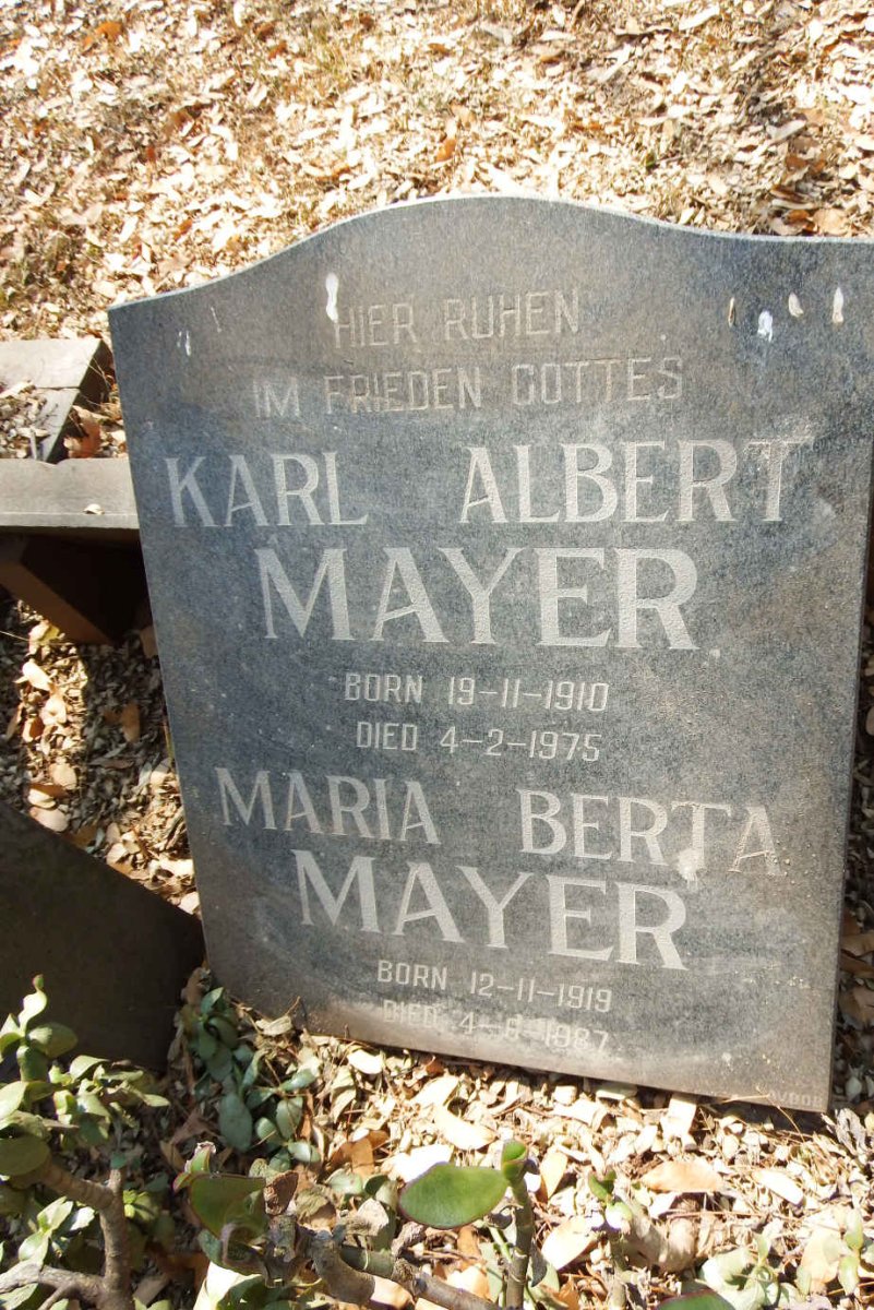 MAYER Karl Albert 1910-1975 & Maria Berta 1919-1987
