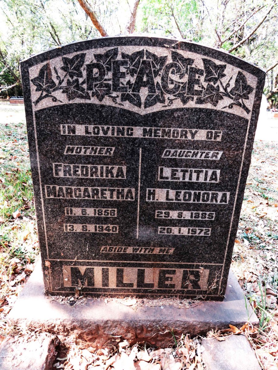 MILLER Fredrika Margaretha 1856-1940 :: MILLER Letitia H. Leonora 1885-1972