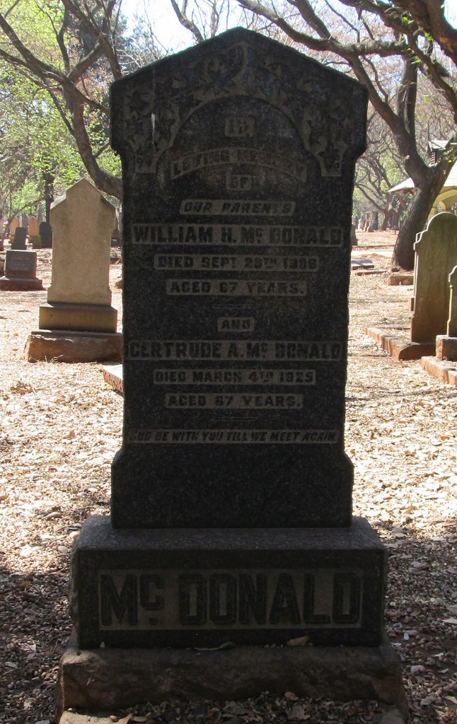 McDONALD William H. -1906 &amp; Gertrude A. -1925