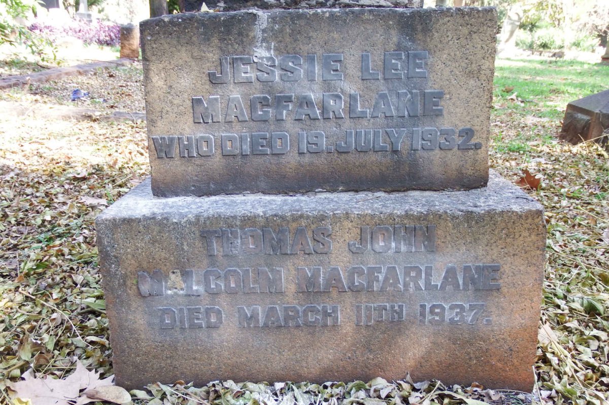 MACFARLANE Thomas John Malcolm -1937