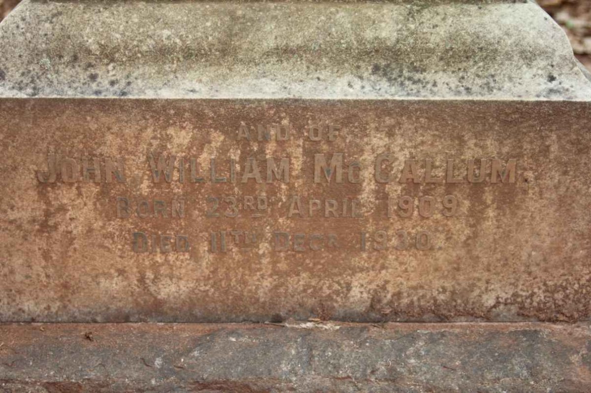 McCALLUM John William 1909-1930