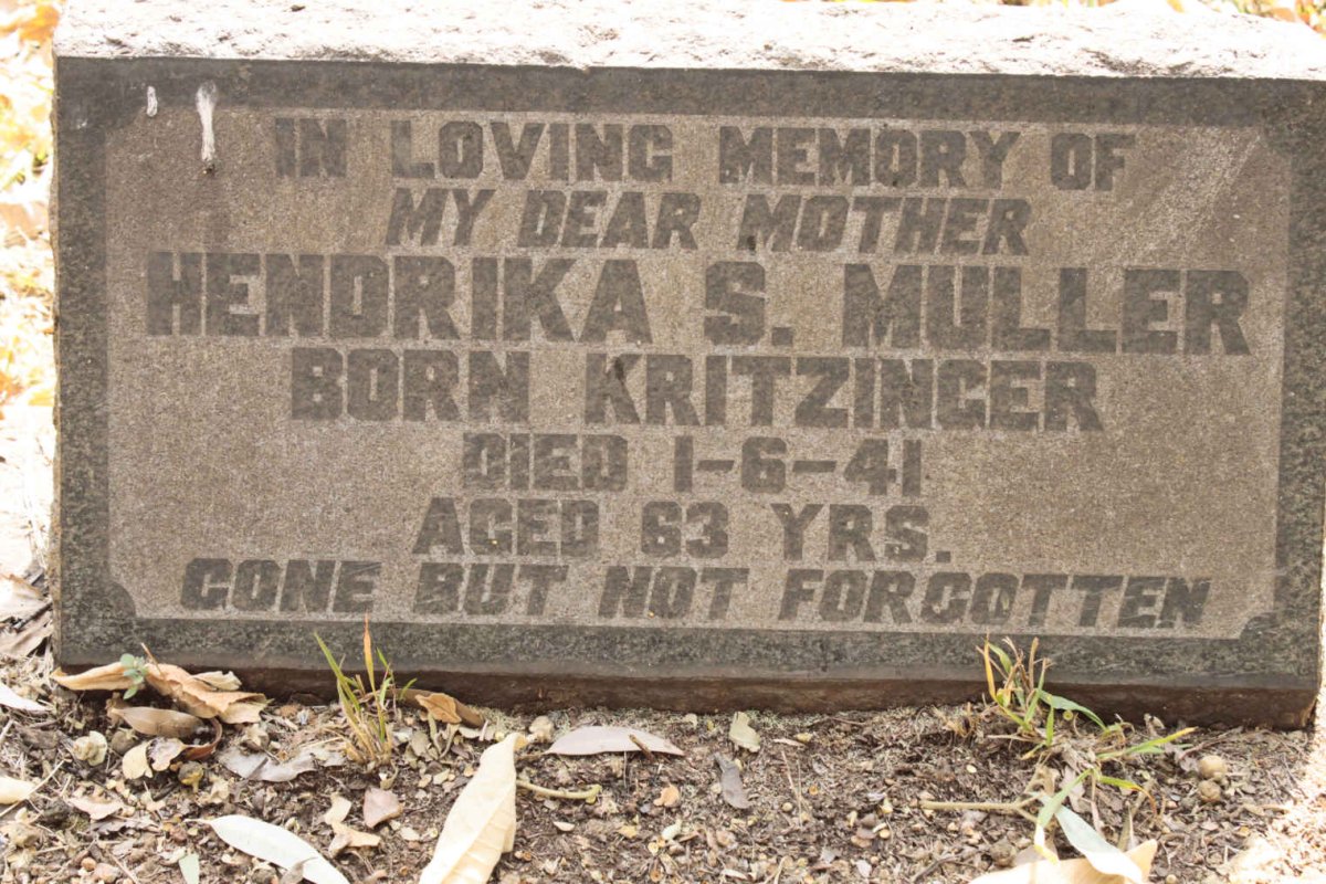 MULLER Hendrika S. nee KRITZINGER -1941