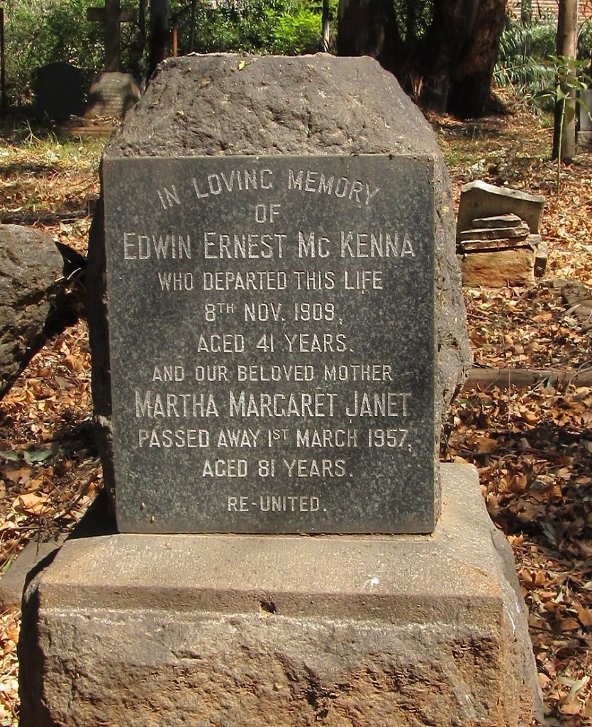 McKENNA Edwin Ernest -1909 &amp; Martha Margaret Janet -1957