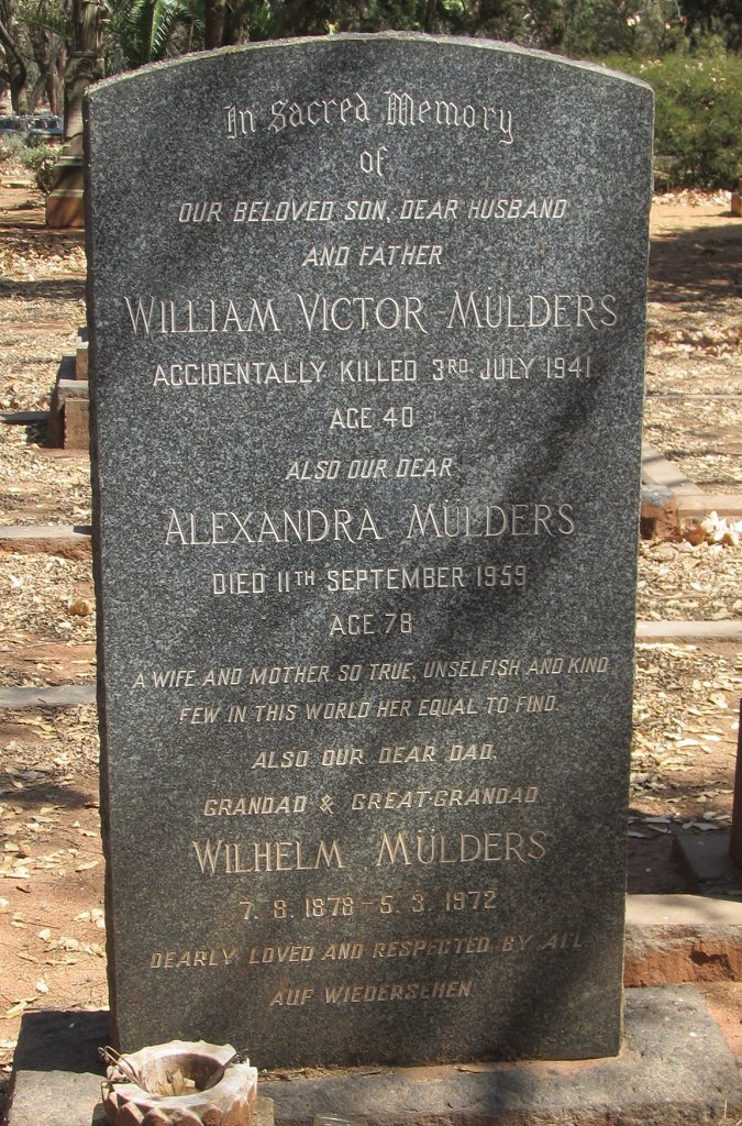 MULDERS William Victor -1941 MULDERS Alexandra -1959 :: MULDERS Wilhelm 1878-1972