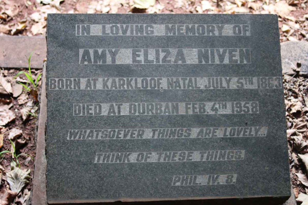 NIVEN Amy Eliza 1863-1958