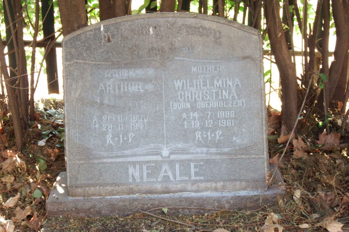 NEALE Arthur 1870-1941 &amp; Wilhelmina Christina OBERHOLZER 1886-1961