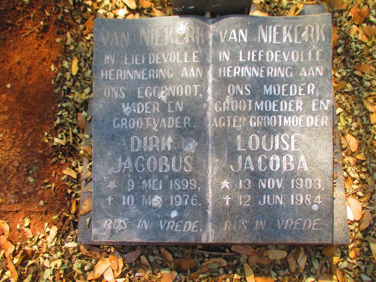 NIEKERK Dirk Jacobus, van 1899-1976 & Louise Jacoba 1903-1984