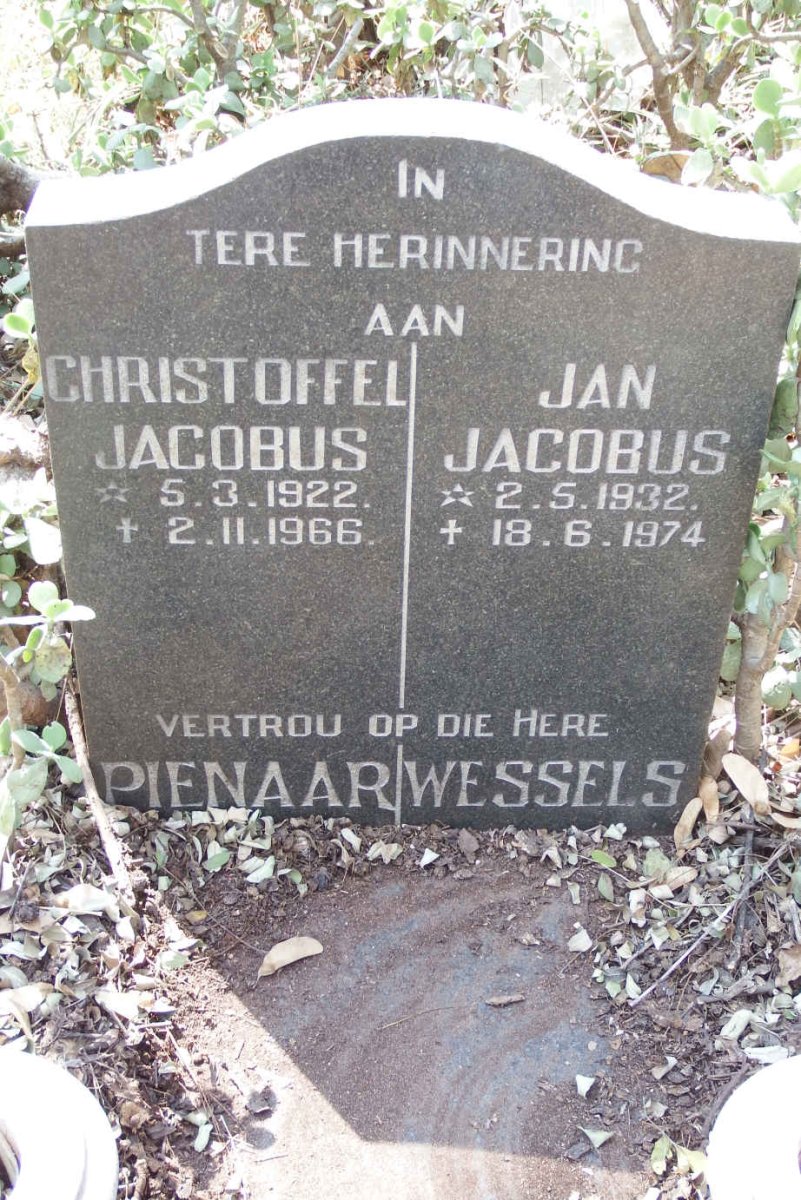 PIENAAR Christoffel Jacobus 1922-1966 :: WESSELS Jan Jacobus 1932-1974