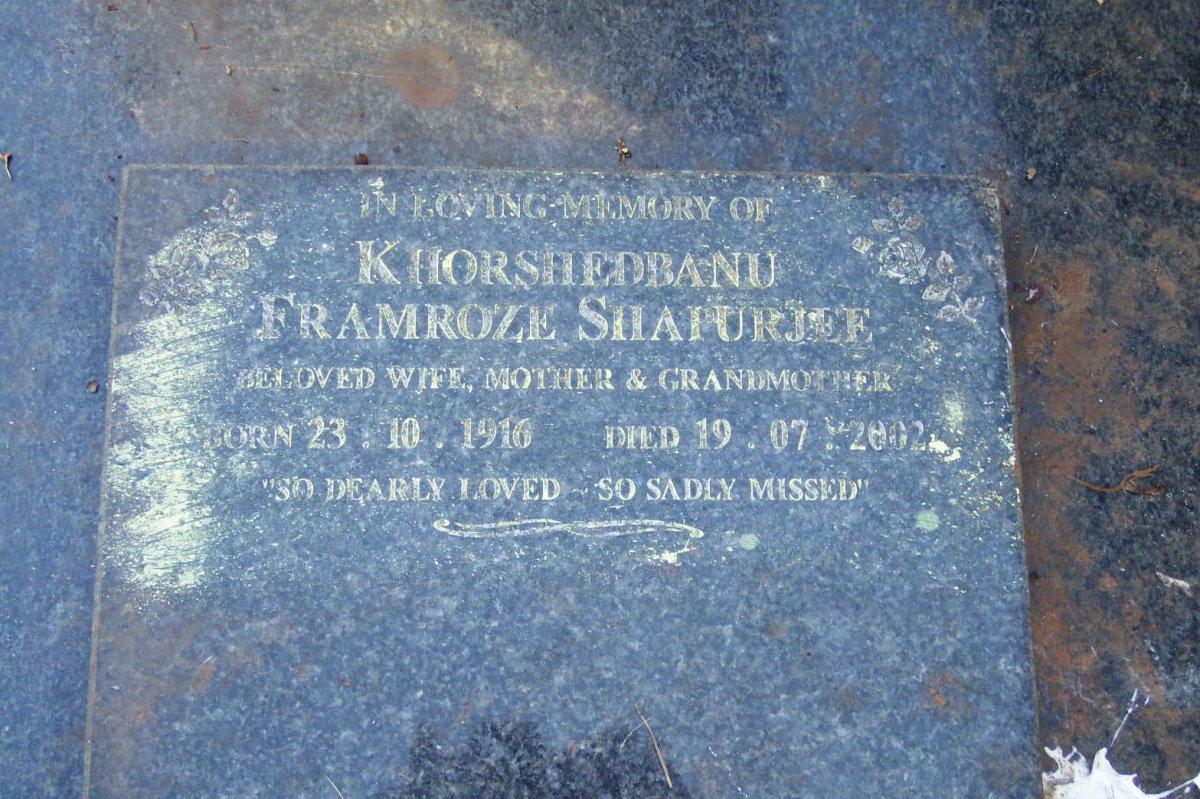 SHAPURJEE Khorshedbanu Framroze 1916-2002
