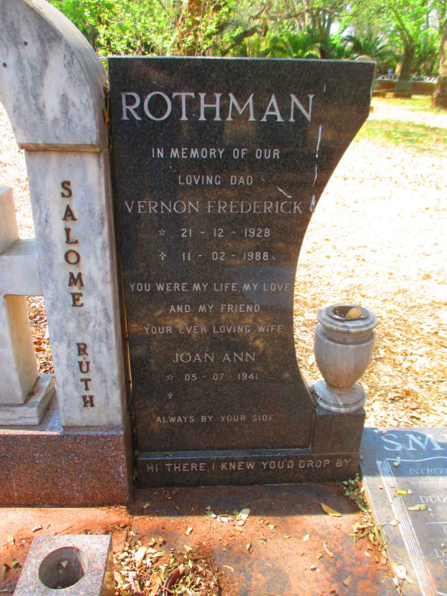 ROTHMAN Vernon Frederick 1928-1988 & Joan Ann 1941- 