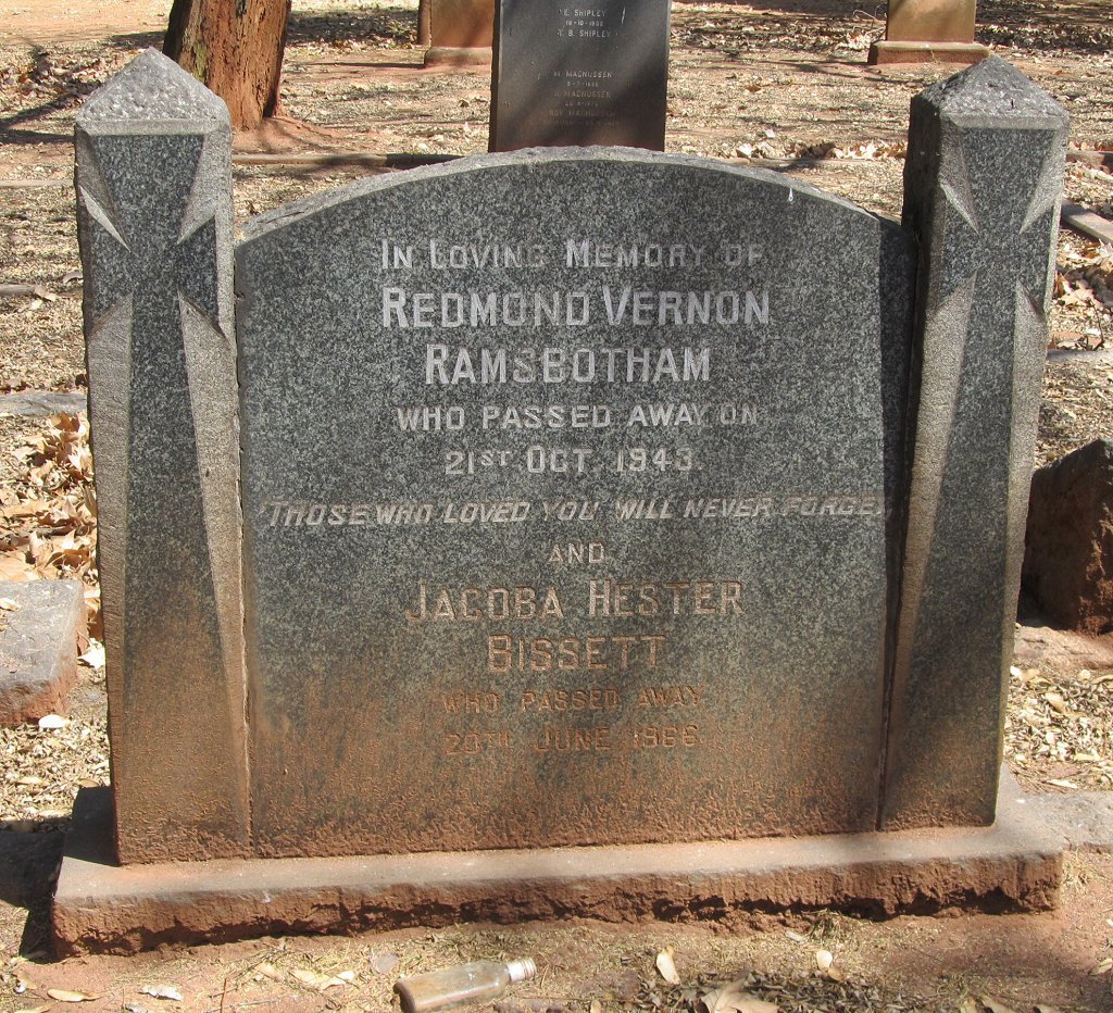 RAMSBOTTOM Redmond Vernon -1943 :: BISSETT Jacoba Hester -1966