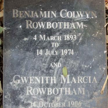 ROWBOTHAM Benjamin Colwyn 1893-1974 & Gwenith Marcia 1906-2001