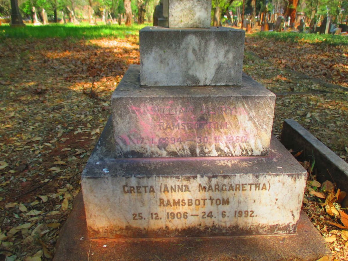 RAMSBOTTOM William Henry 1894-1960 & Anna Margaretha 1906-1992