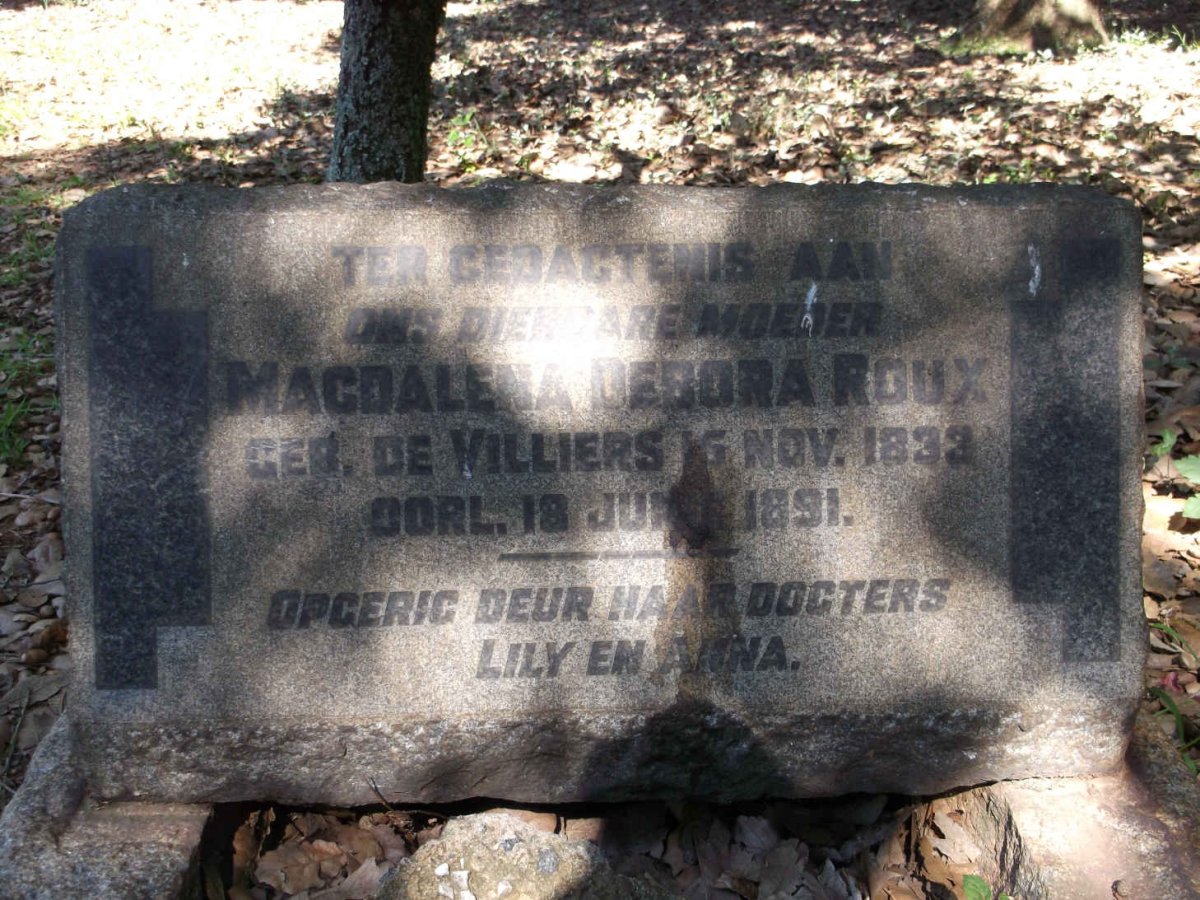ROUX Magdalena Debora nee DE VILLIERS 1832-1891