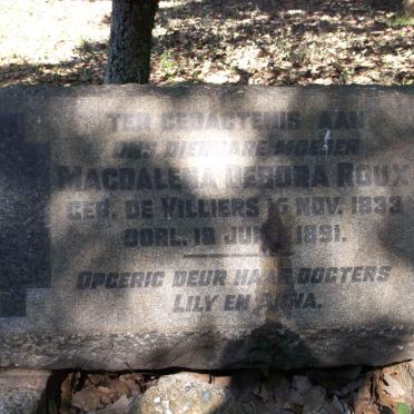 ROUX Magdalena Debora nee DE VILLIERS 1832-1891