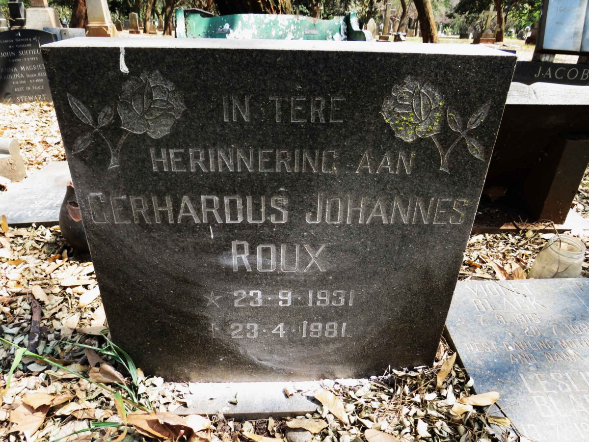 ROUX Gerhardus Johannes 1931-1981