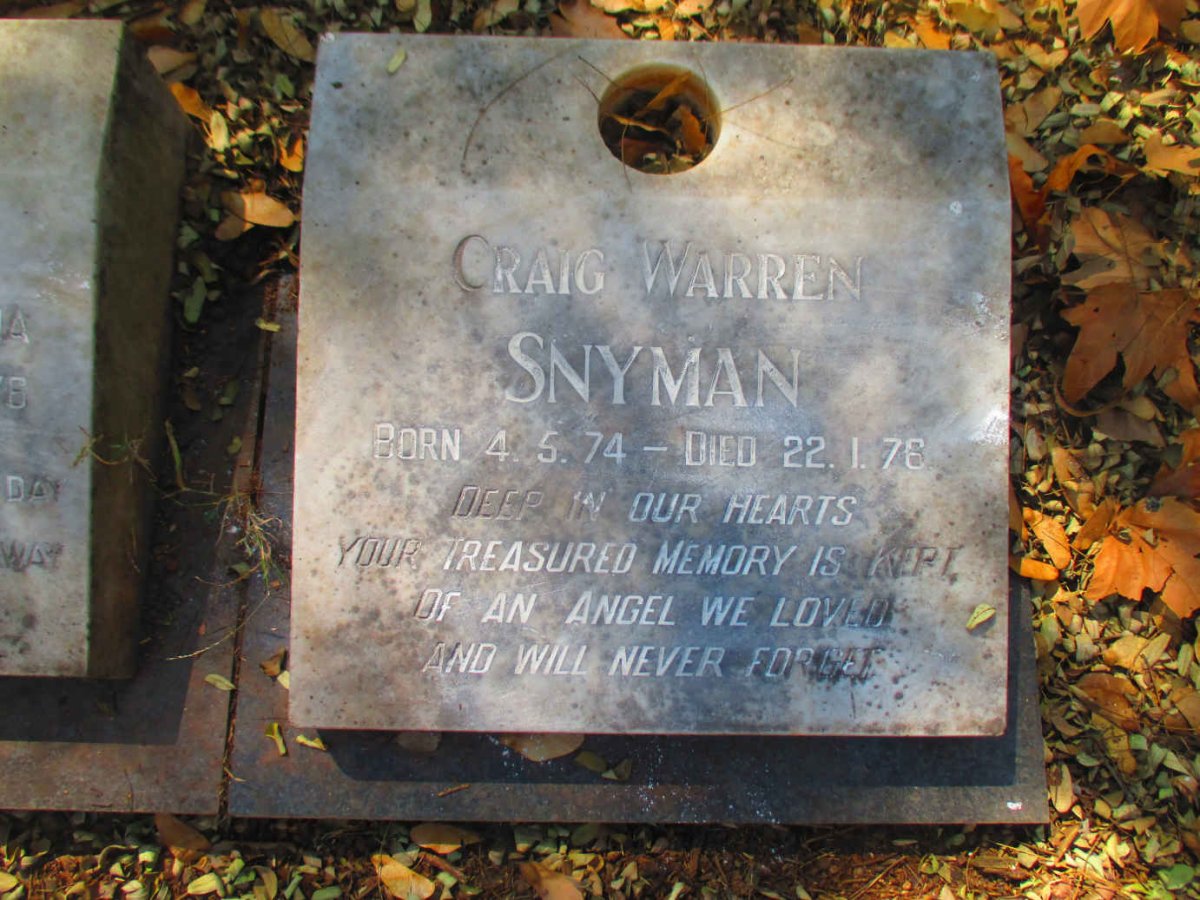 SNYMAN Craig Warren 1974-1976