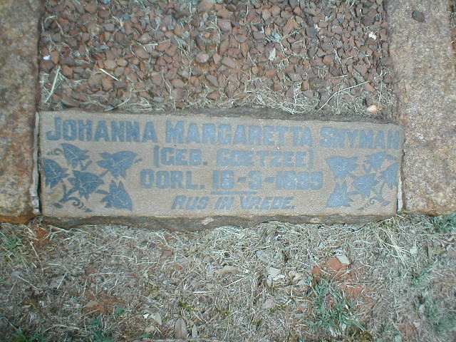 SNYMAN Johanna Margaretta geb. COETZEE -1889