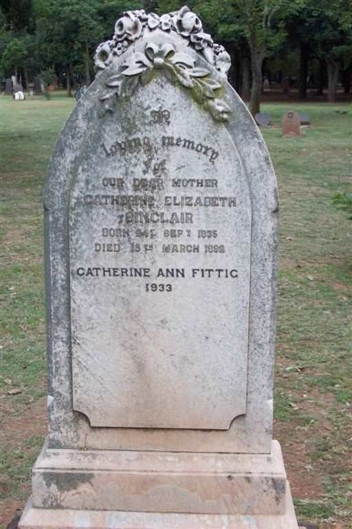 SINCLAIR Catherine Elizabeth 1835-1892 :: FITTIG Catherine Ann  -1933