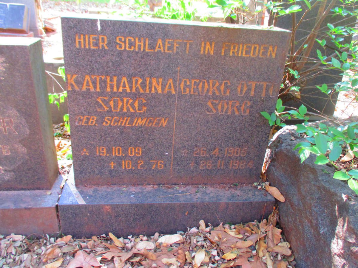 SORG Georg Otto 1905-1984 & Katharina SCHLIMGEN 1909-1976