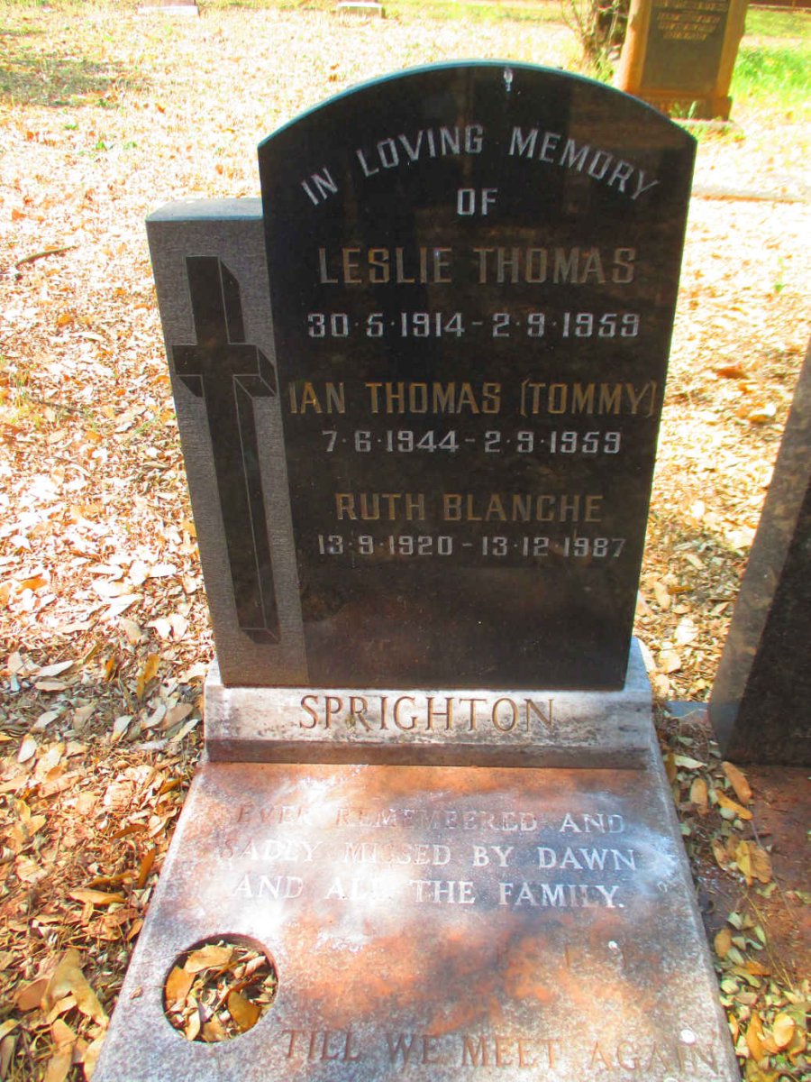 SPRIGHTON Leslie Thomas 1914-1959 & Ruth Blanche 1920-1987 :: SPRIGHTON Ian Thomas 1944-1959
