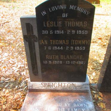 SPRIGHTON Leslie Thomas 1914-1959 & Ruth Blanche 1920-1987 :: SPRIGHTON Ian Thomas 1944-1959