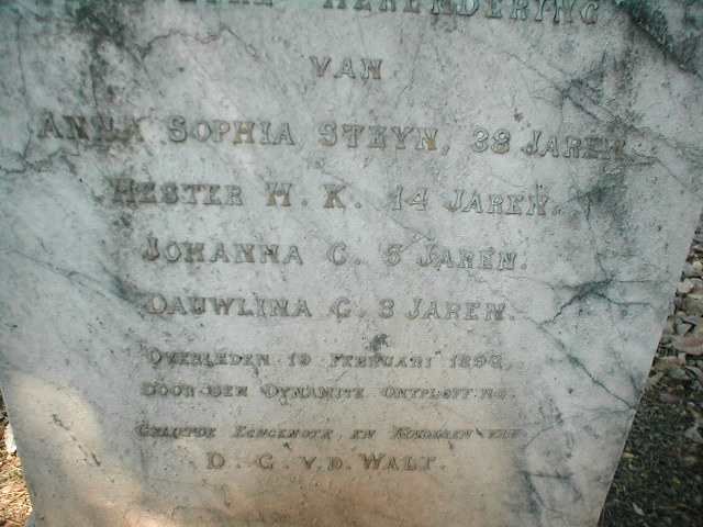 STEYN Anna Sophia 1858-1896 &amp; Hester H.K. 1882-1896 :: STEYN Johanna C. 1891-1896 :: STEYN Dauwlina C. 1893-1896