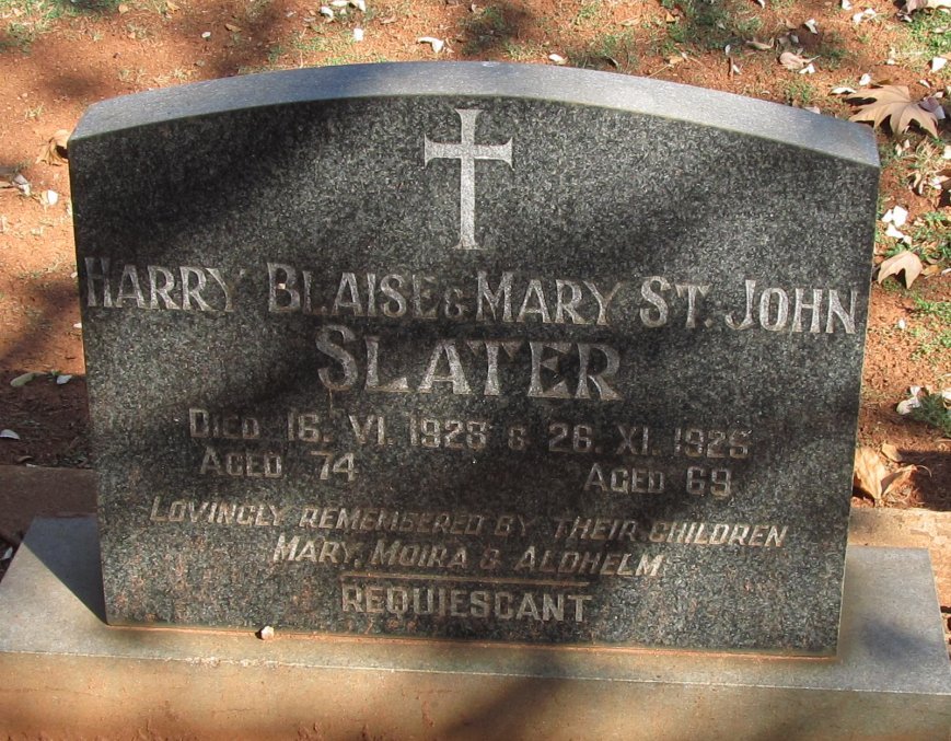 SLATER Harry Blaise -1928 &amp; Mary St. John -1925