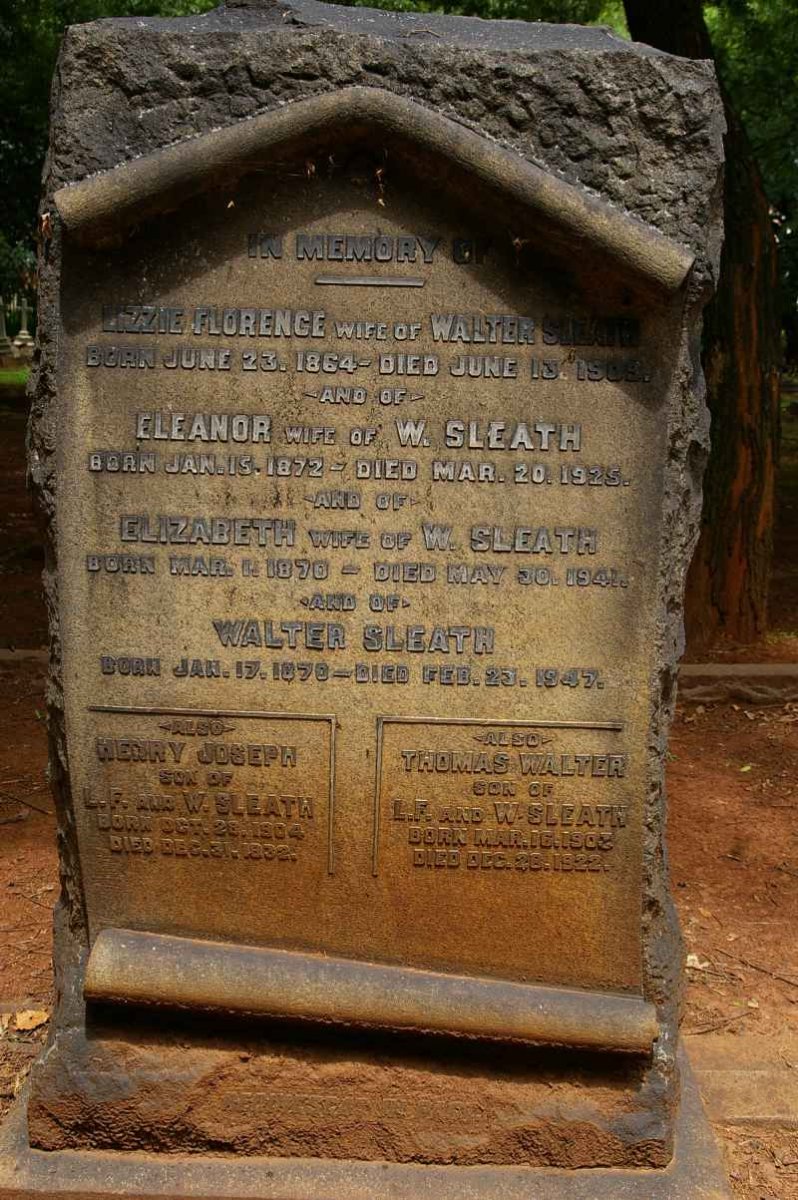 SLEATH Walter 1870-1947 &amp; Lizzie Florence 1864-1909 &amp; Eleanor 1872-1925 &amp; Elizabeth 1870-1941