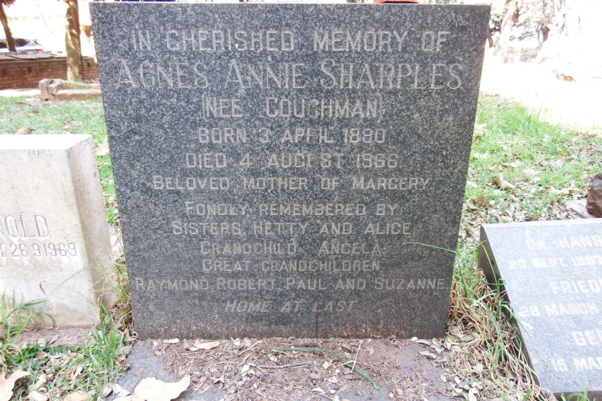 SHARPLES Agnes Anne nee COUCHMAN 1890-1966