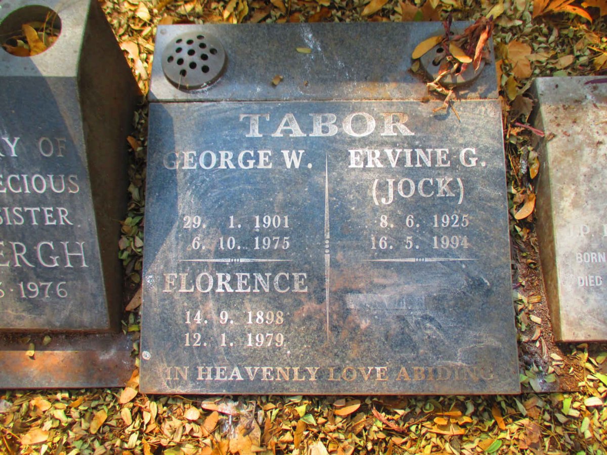 TABOR George W. 1901-1975 & Florence 1898-1979 :: TABOR Ervine G. 1925-1994
