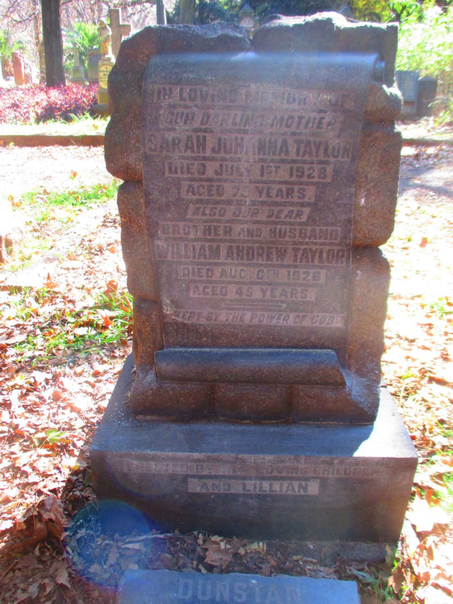 TAYLOR William Andrew -1926 &amp; Sarah Johanna -1928