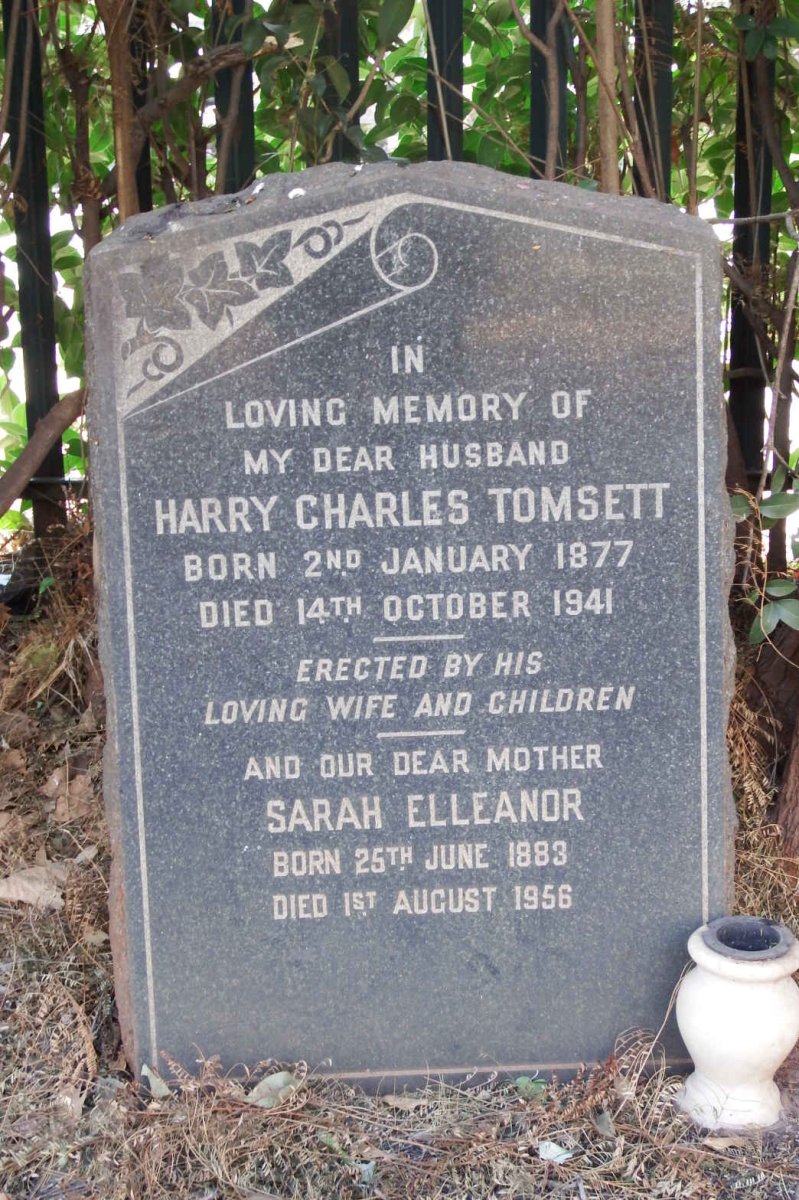 TOMSETT Harry Charles 1877-1941 &amp; Sarah Elleanor 1883-1956