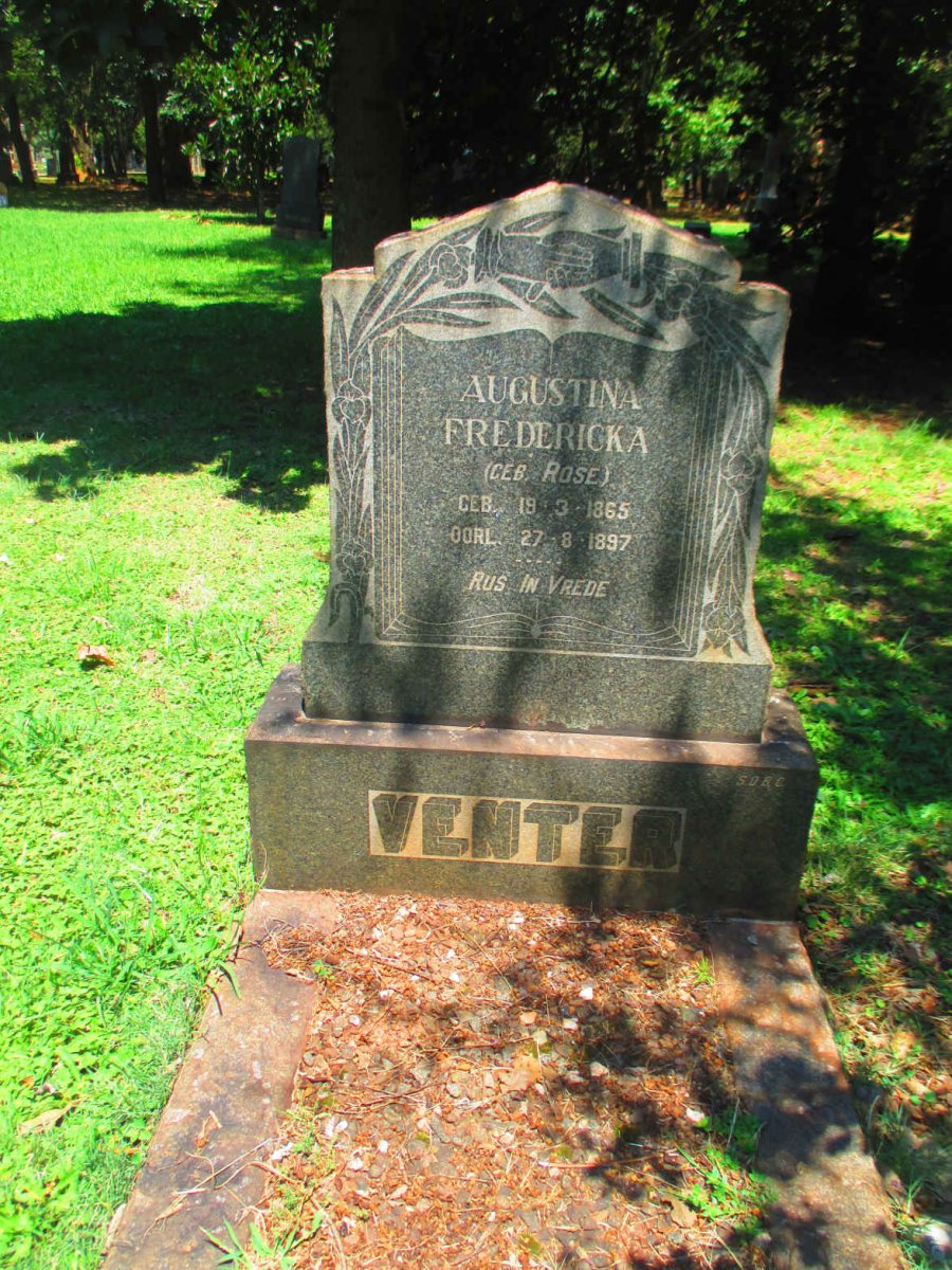 VENTER Augustina Fredericka nee ROSE 1865-1897