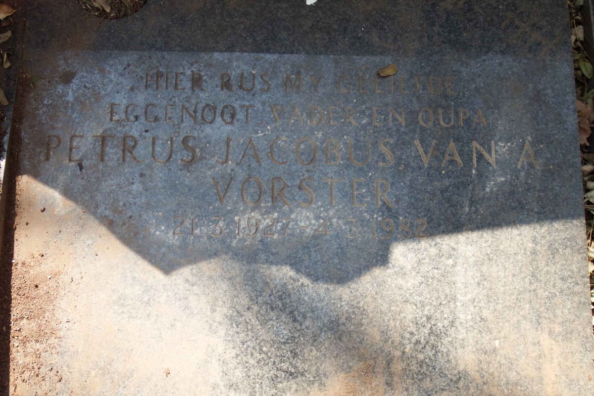 VORSTER Petrus Jacobus van A.1927-1982