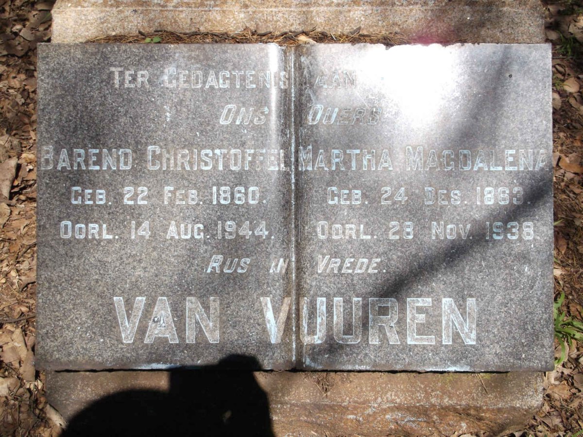 VUUREN Barend Christoffel, van 1860-1944 & Martha Magdalena 1863-1938