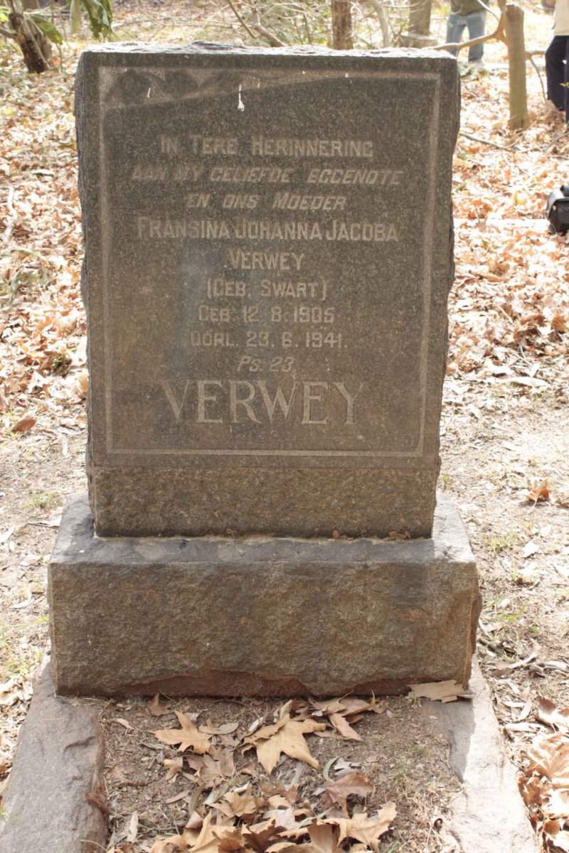 VERWEY Fransina Johanna Jacoba nee SWART 1905-1941