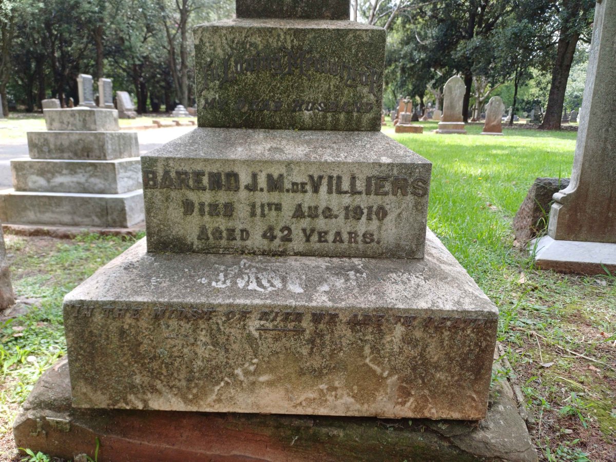VILLIERS Barend J.M., de -1910