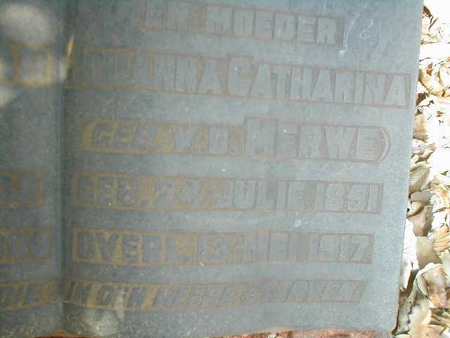 VERMEULEN Johanna Catharina geb. VAN DER MERWE 1851-1917