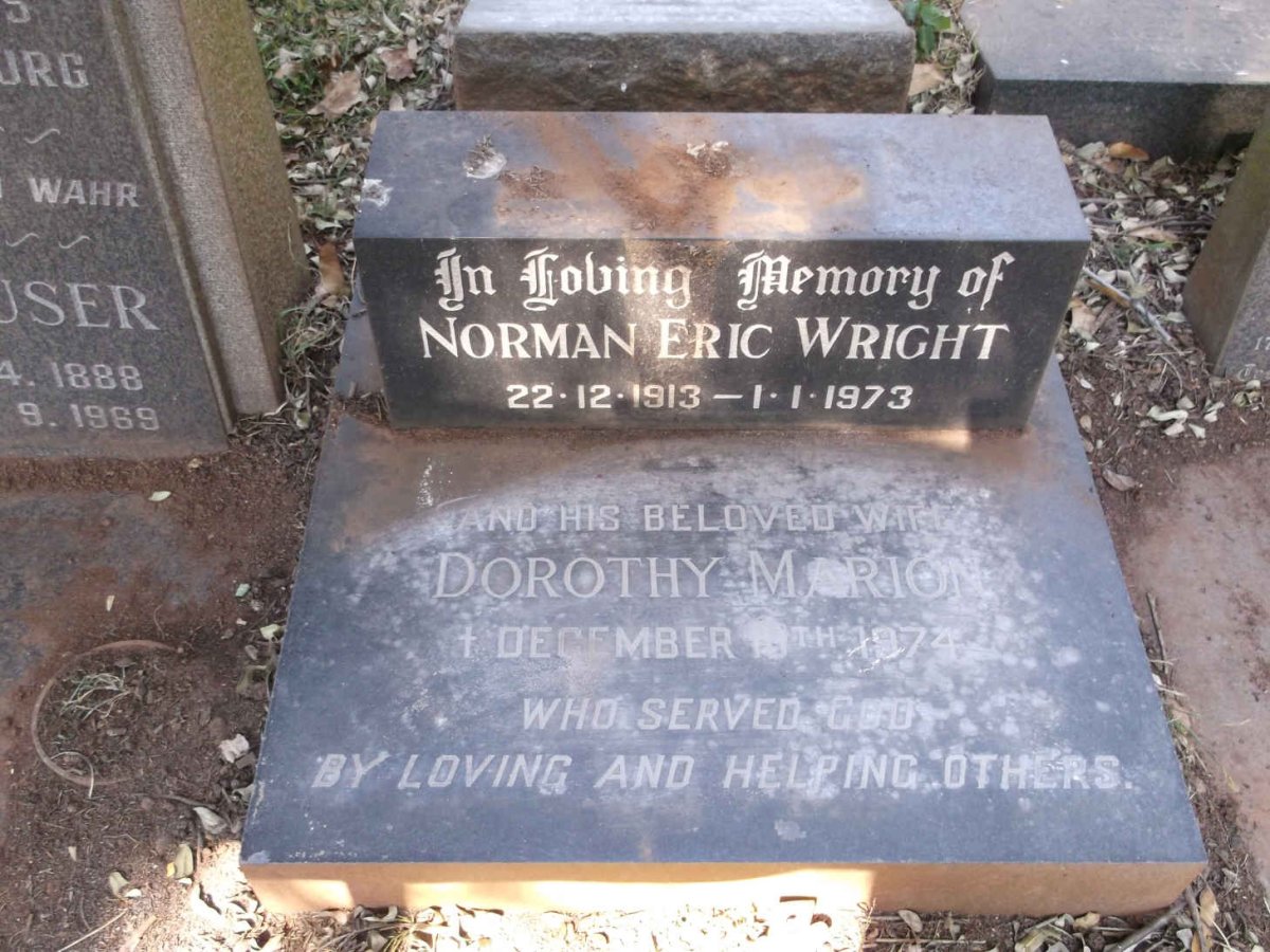 WRIGHT Norman Eric 1913-1973 &amp; Dorothy Marion  -1974