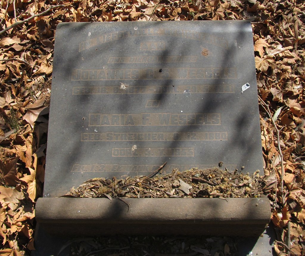 WESSELS Johannes G.S. 1877-1941 &amp; Maria F. STREICHER 1880-1955