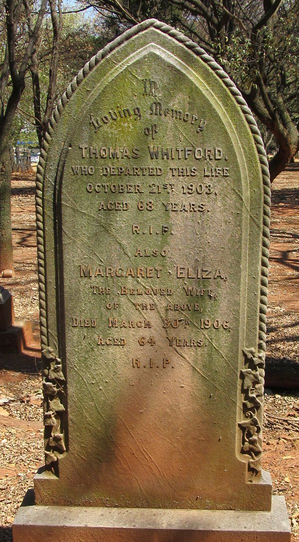 WHITFORD Thomas -1903 &amp; Margaret Eliza -1906