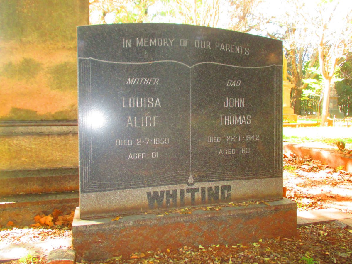 WHITING John Thomas -1942 & Louisa Alice -1959