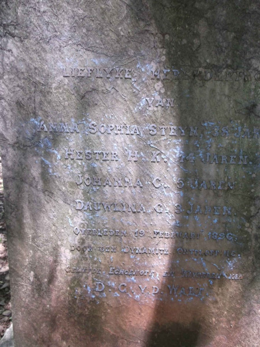 WALT Anna Sophia, v.d nee STEYN -1896 ::  WALT Hester H.K., v.d. -1896 :: WALT Johanna C., v.d. -1896 :: WALT Dauwlina G., v.d. -1896