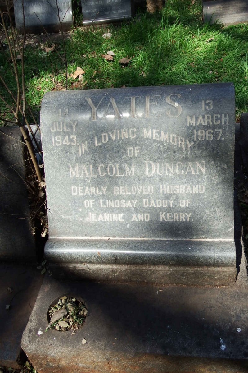 YATES Malcolm Duncan 1943-1967