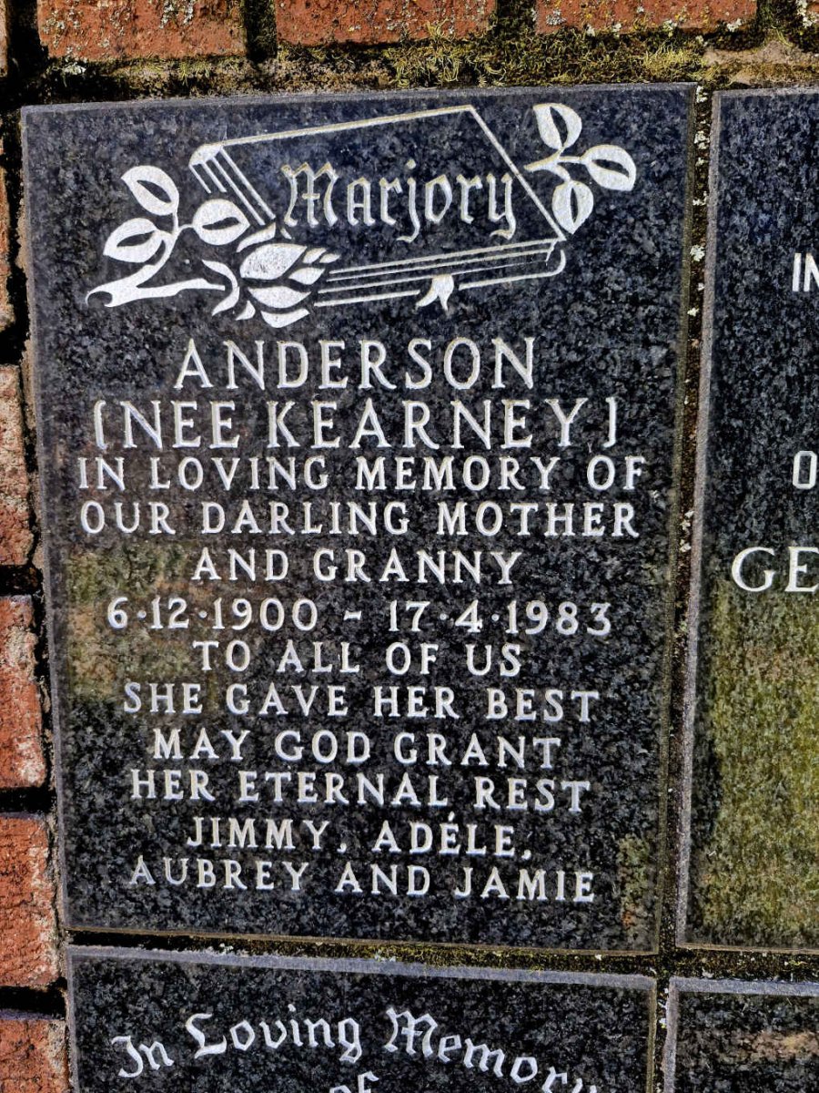 ANDERSON Marjory nee KEARNEY 1900-1983