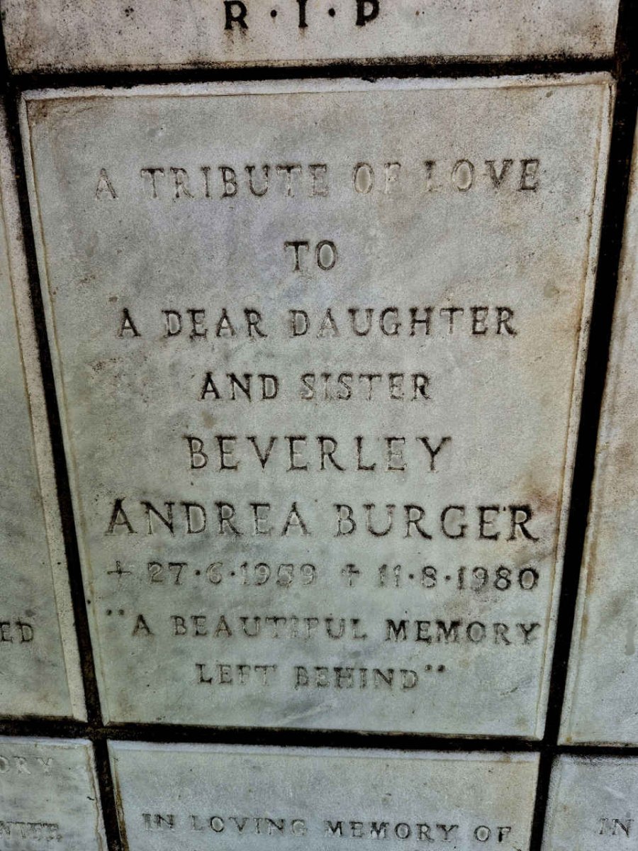 BURGER Beverley Andrea 1959-1980