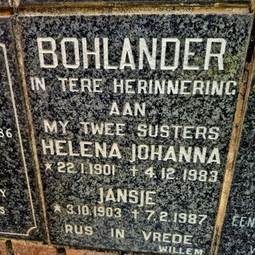 BOHLANDER Helena Johanna 1901-1983 :: BOHLANDER Jansje 1903-1987