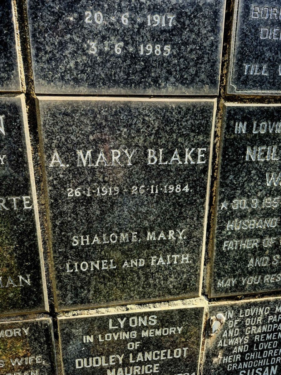 BLAKE A. Mary 1919-1984
